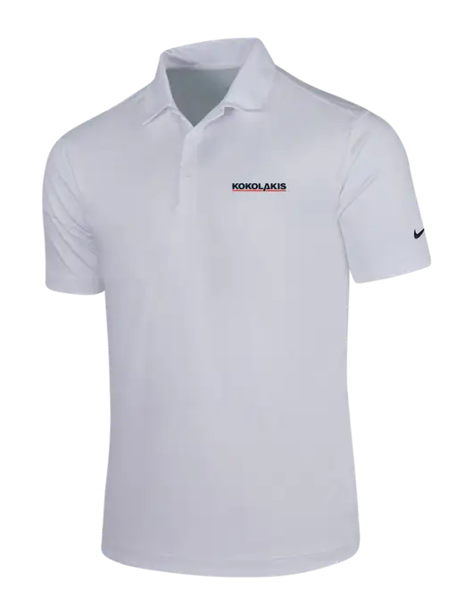 NIKE White Dri-Fit Vertical Mesh Polo w/Kokolakis Logo
