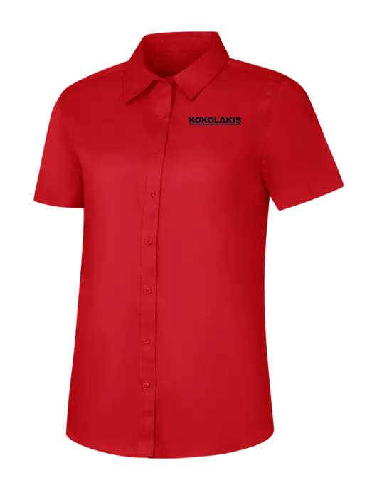 Womens Red Short Sleeve Superpro React Twill Shirt w/Kokolakis Logo