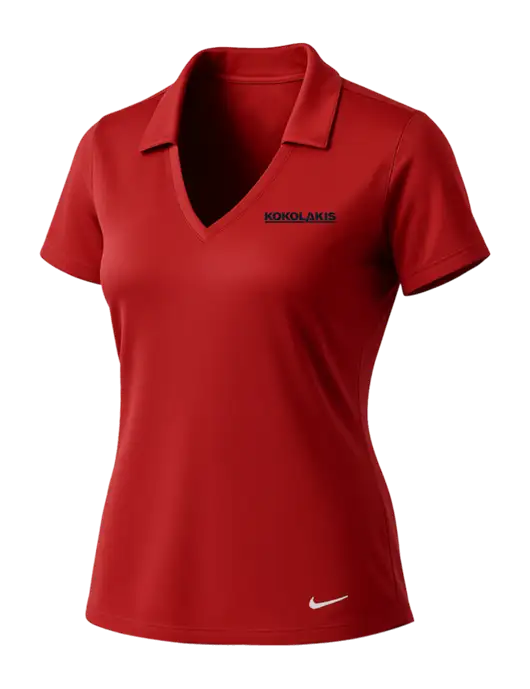 NIKE Red Womens Dri-Fit Vertical Mesh Polo w/Kokolakis Logo