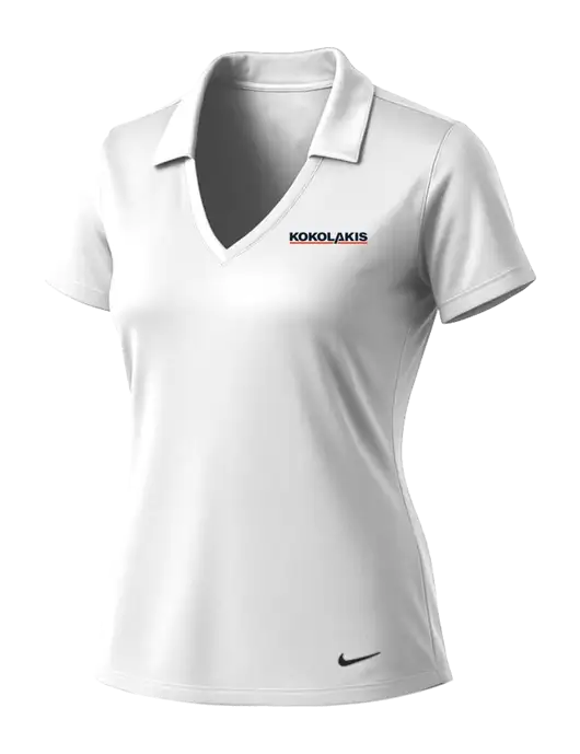 NIKE White Womens Dri-Fit Vertical Mesh Polo w/Kokolakis Logo