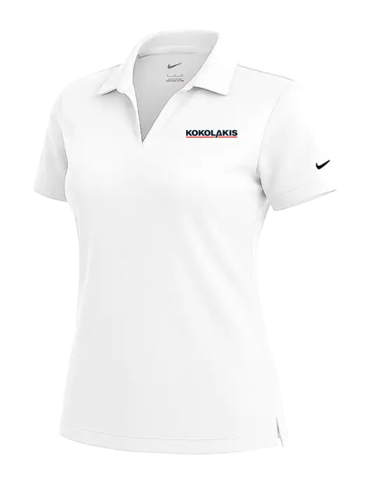 NIKE White Womens Dri-Fit Micro Pique Polo w/Kokolakis Logo