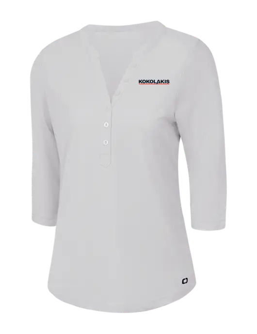 OGIO Bright White Jewel Henley w/Kokolakis Logo
