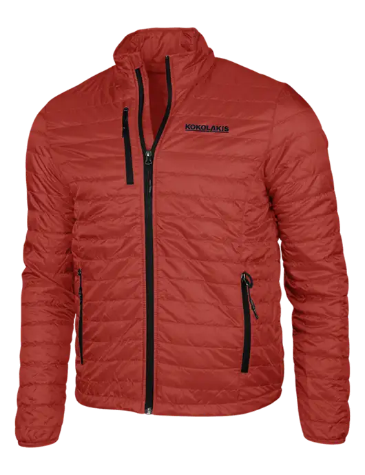 Dark Red Puffy Packable Jacket w/Kokolakis Logo
