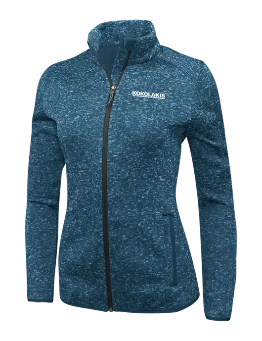 Medium Blue Heather Womens Sweater Fleece Jacket w/Kokolakis Logo