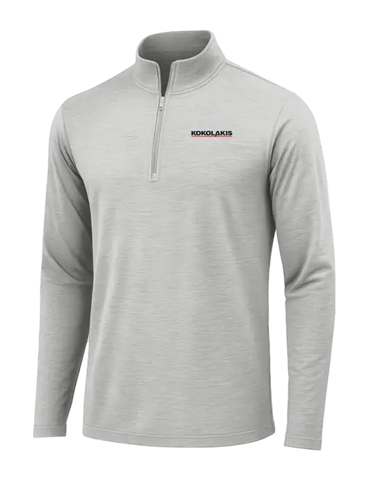 Light Grey Heather Posicharge Tri-Blend Wicking 1/4 Zip Pullover w/Kokolakis Logo