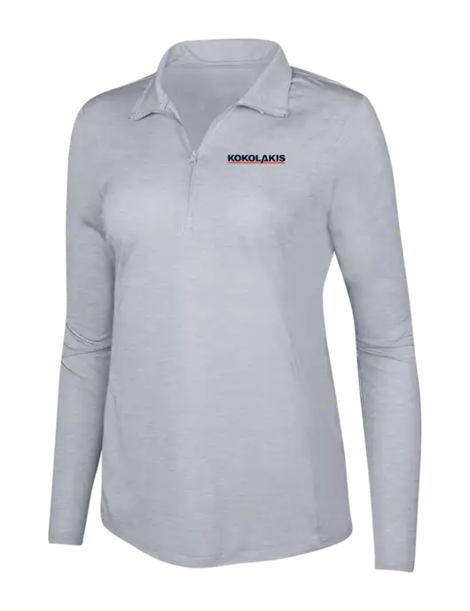 Light Grey Heather Womens Posicharge Tri-Blend Wicking 1/4 Zip Pullover w/Kokolakis Logo