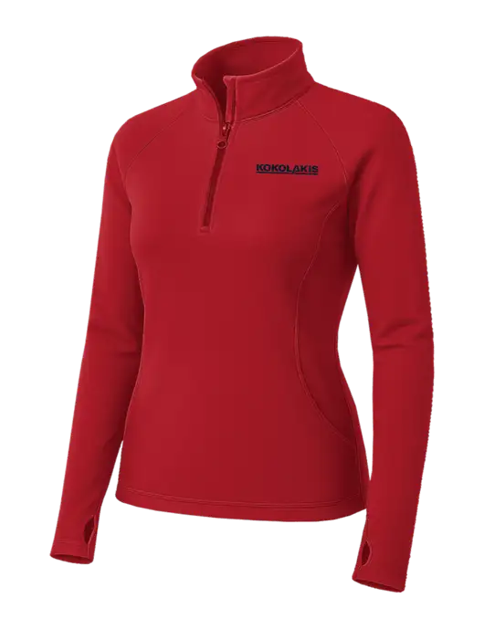 Red Womens Sport Wick Stretch 1/4 Zip Pullover w/Kokolakis Logo
