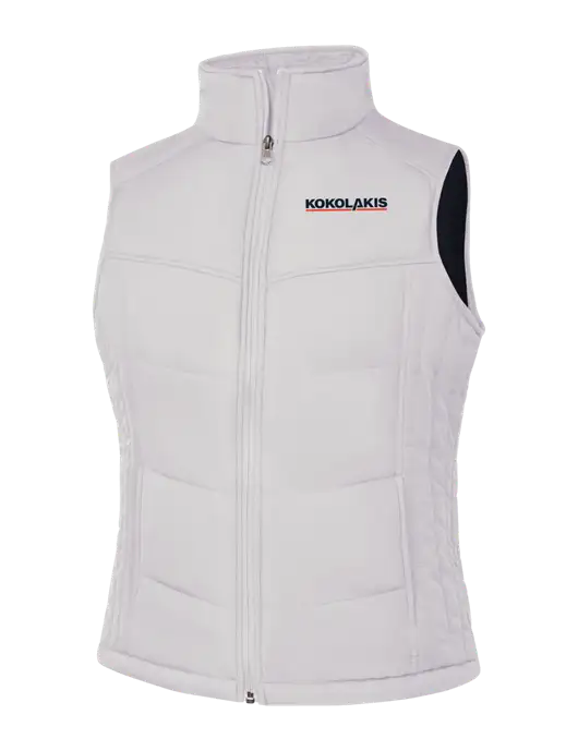 Womens White/Dark Slate Puffy Vest w/Kokolakis Logo