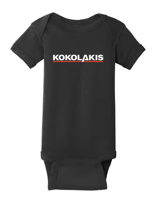 Rabbit Skins Black Infant Short Sleeve Baby Rib Bodysuit w/Kokolakis Logo