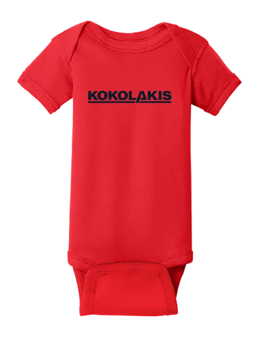 Rabbit Skins Red Infant Short Sleeve Baby Rib Bodysuit w/Kokolakis Logo
