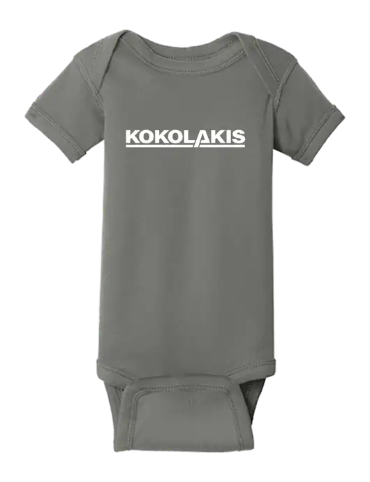 Rabbit Skins Charcoal Infant Short Sleeve Baby Rib Bodysuit w/Kokolakis Logo