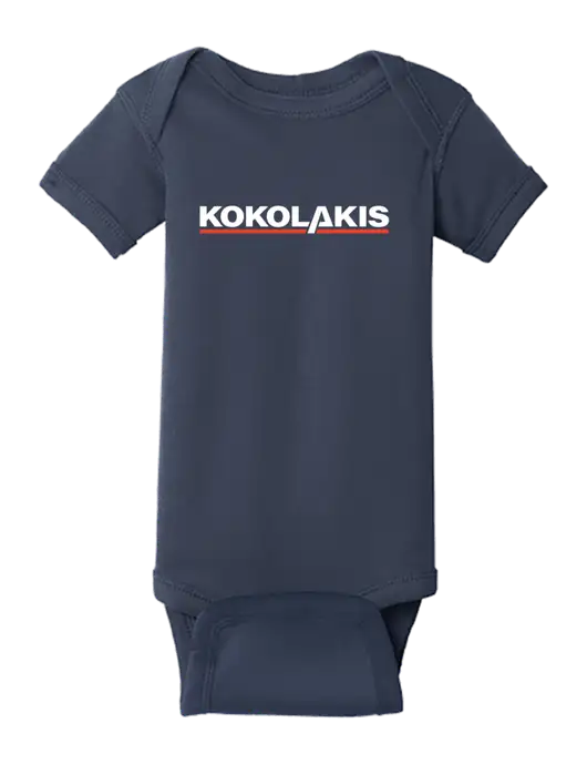 Rabbit Skins Navy Infant Short Sleeve Baby Rib Bodysuit w/Kokolakis Logo