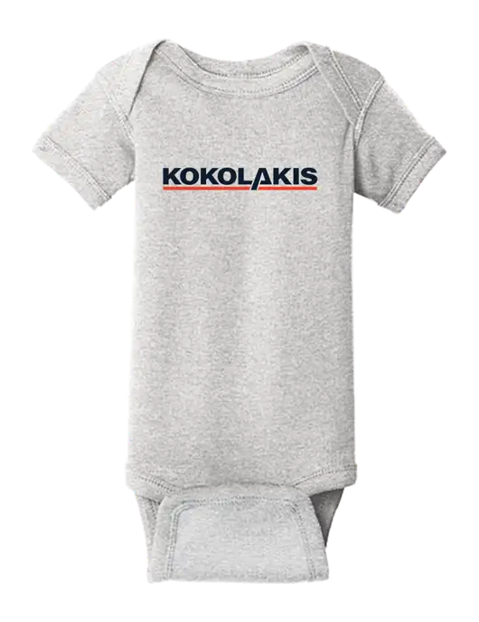 Rabbit Skins Light Grey Heather Infant Short Sleeve Baby Rib Bodysuit w/Kokolakis Logo