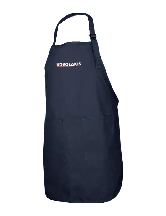 Full-Length Navy Apron With Pockets w/Kokolakis Logo
