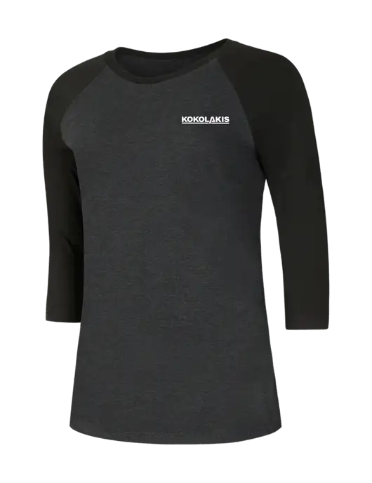 Womens Simply Soft 3/4 Sleeve Black/Black Frost Ring Spun Cotton T-Shirt w/Kokolakis Logo