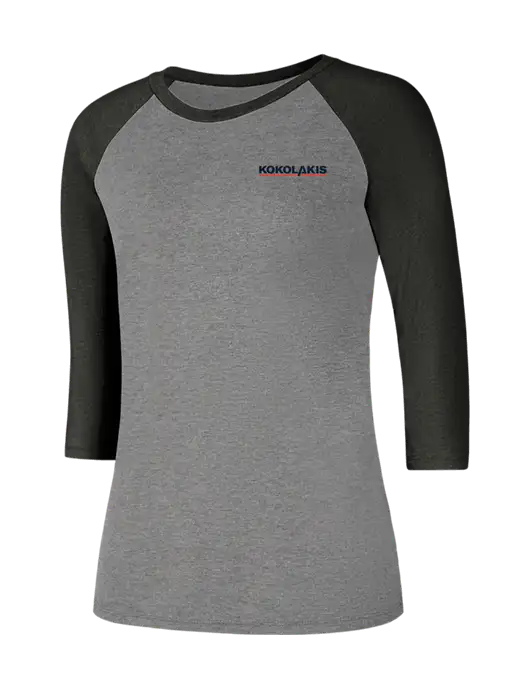 Womens Simply Soft 3/4 Sleeve Black Frost/Grey Frost Ring Spun Cotton T-Shirt w/Kokolakis Logo