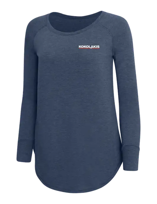 Womens Perfect Wide Collar Tunic Tri-Blend Navy Frost 4.5 oz T-Shirt w/Kokolakis Logo