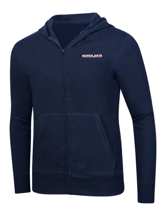 Full-Zip Navy Heavyweight Hooded Sweatshirt w/Kokolakis Logo