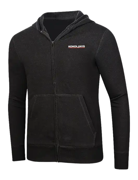 Full-Zip Black Heavyweight Hooded Sweatshirt w/Kokolakis Logo