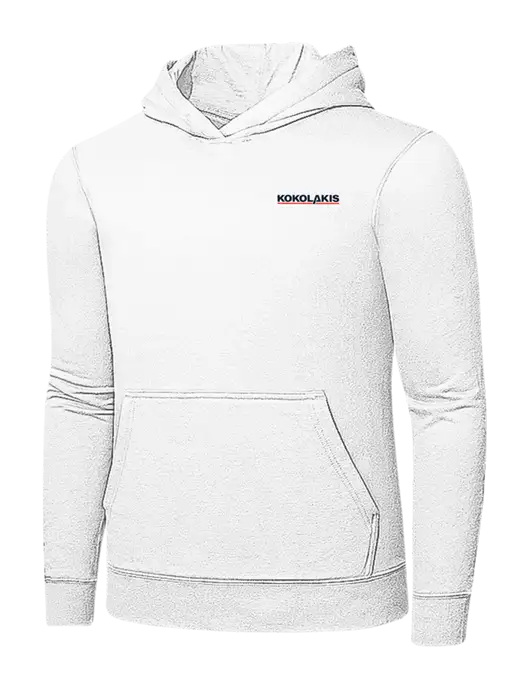 White 7.8 oz Ring Spun Hooded Sweatshirt w/Kokolakis Logo