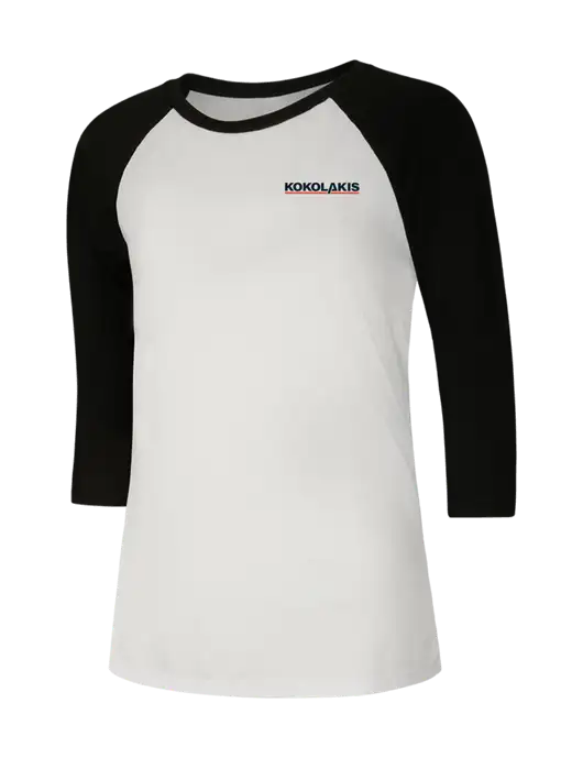 Womens Simply Soft 3/4 Sleeve Black/White Ring Spun Cotton T-Shirt w/Kokolakis Logo