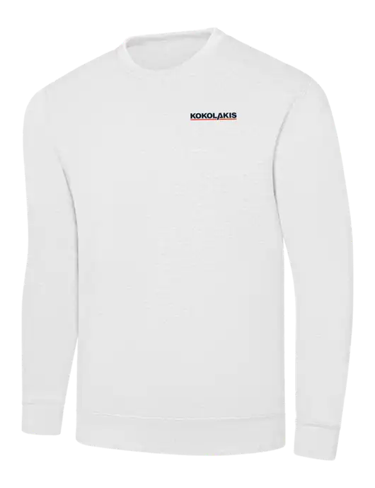 White 7.8 oz Ring Spun Crew Sweatshirt w/Kokolakis Logo