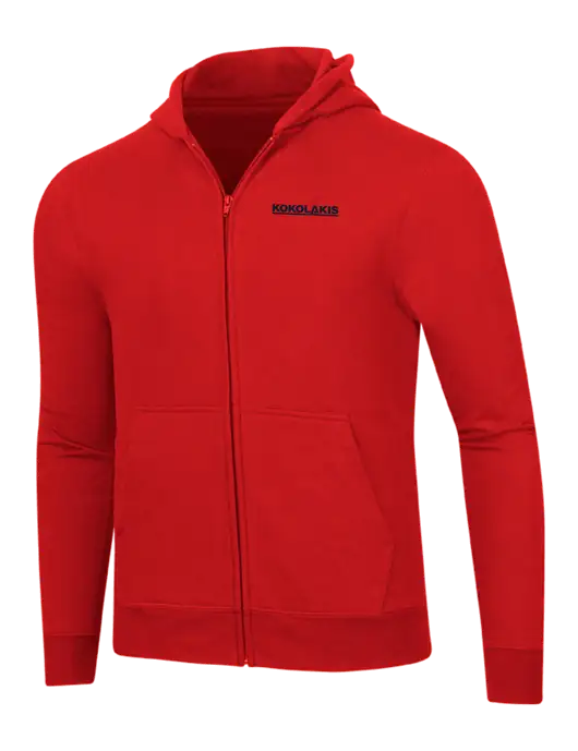 Bright Red 8.5 oz Ring Spun Zip Hooded Sweatshirt w/Kokolakis Logo