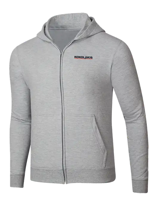 Light Grey Heather 8.5 oz Ring Spun Zip Hooded Sweatshirt w/Kokolakis Logo