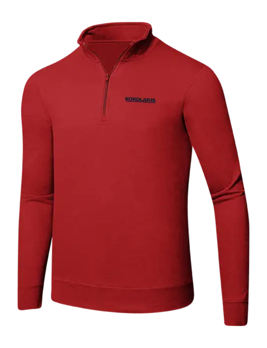 Bright Red 8.5 oz Ring Spun 1/4 Zip Pullover Sweatshirt w/Kokolakis Logo