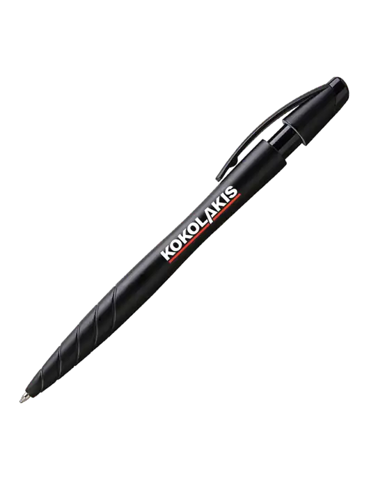 Awali Black Metallic Pen - Black Ink w/Kokolakis Logo