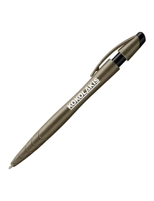 Awali Grey Metallic Pen - Black Ink w/Kokolakis Logo