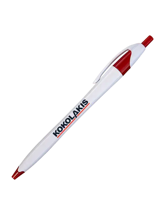 Novella White/Red Classic Pen - Blue Ink w/Kokolakis Logo