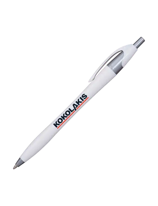 Novella White/Silver Shimmer Pen - Blue Ink w/Kokolakis Logo