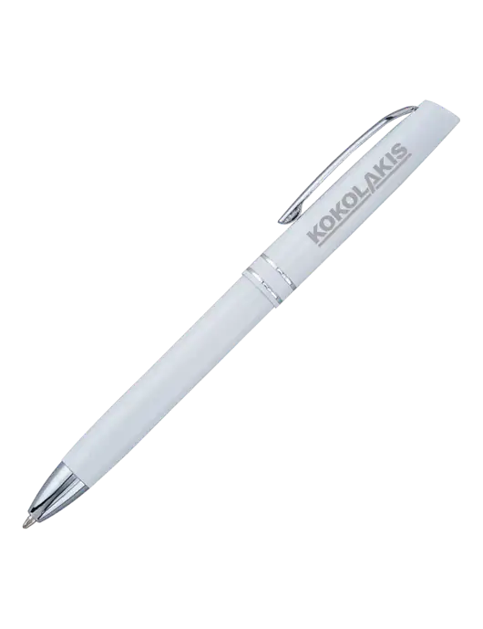 White Anguilla Black Ink Pen w/Kokolakis Logo