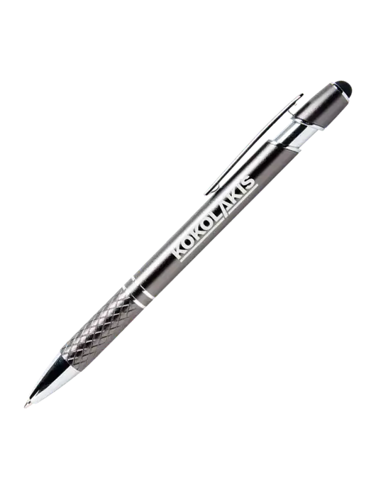 Valencia Gunmetal Stylus Pen - Black Ink w/Kokolakis Logo