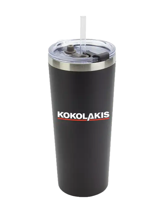 Brighton Black 20 oz Insulated Tumbler & Straw w/Kokolakis Logo