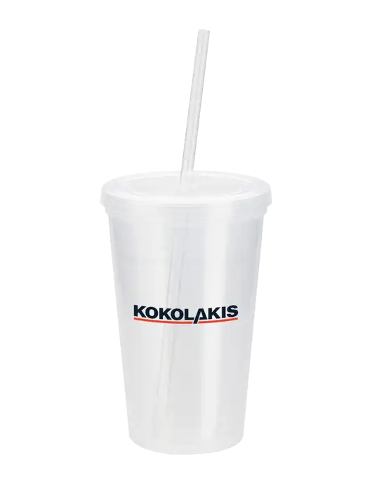 Sorrento Clear 16 oz Tumbler with Lid & Straw w/Kokolakis Logo