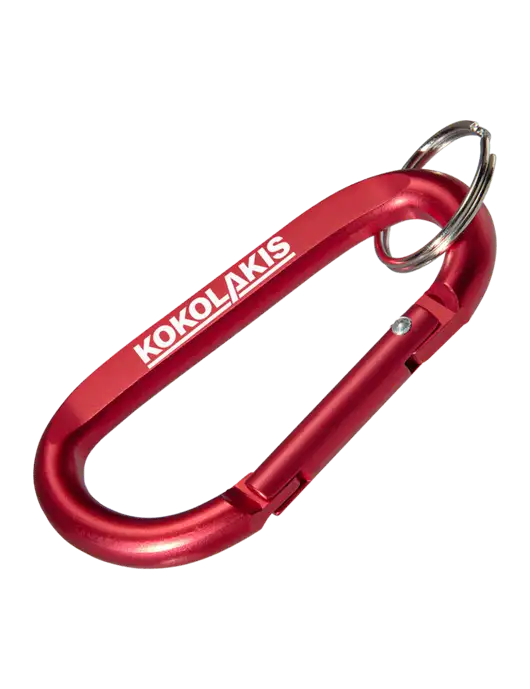 Red Carabiner & Key Ring w/Kokolakis Logo