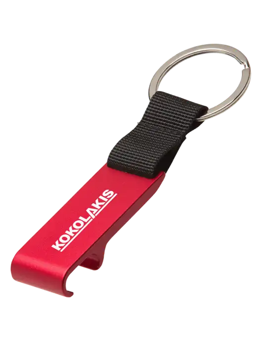 Red Bottle Opener & Key Ring w/Kokolakis Logo