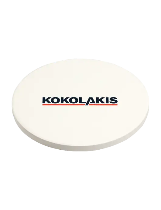 Absorbent White Coaster with Cork Base w/Kokolakis Logo