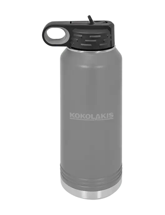 Polar Camel 32 oz Powder Coated Grey Vacuum Insulated Water Bottle w/Kokolakis Logo