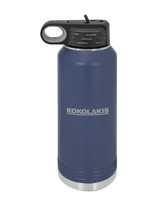 Polar Camel 32 oz Powder Coated Navy Vacuum Insulated Water Bottle w/Kokolakis Logo