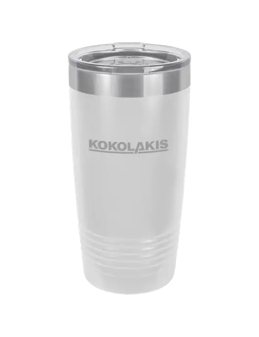 Polar Camel 20 oz Powder Coated White Vacuum Insulated Tumbler  w/Kokolakis Logo