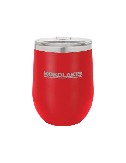 Polar Camel 12 oz Powder Coated Red Vacuum Insulated Stemless Wine Tumbler w/Kokolakis Logo