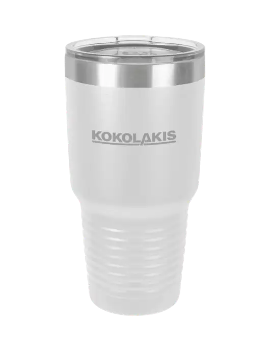 Polar Camel 30 oz Powder Coated White Vacuum Insulated Tumbler  w/Kokolakis Logo