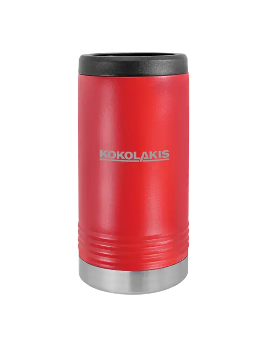 Polar Camel Powder Coated Red Vacuum Insulated Slim Beverage Holder w/Kokolakis Logo