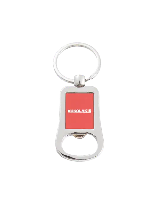Silver & Red Bottle Opener Keychain w/Kokolakis Logo