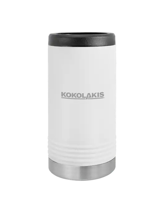Polar Camel Powder Coated White Vacuum Insulated Slim Beverage Holder w/Kokolakis Logo