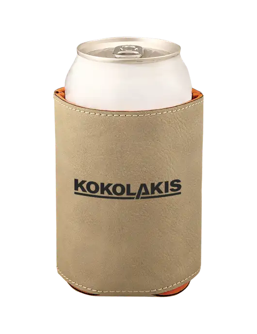 Tan Leatherette Beverage Holder w/Kokolakis Logo