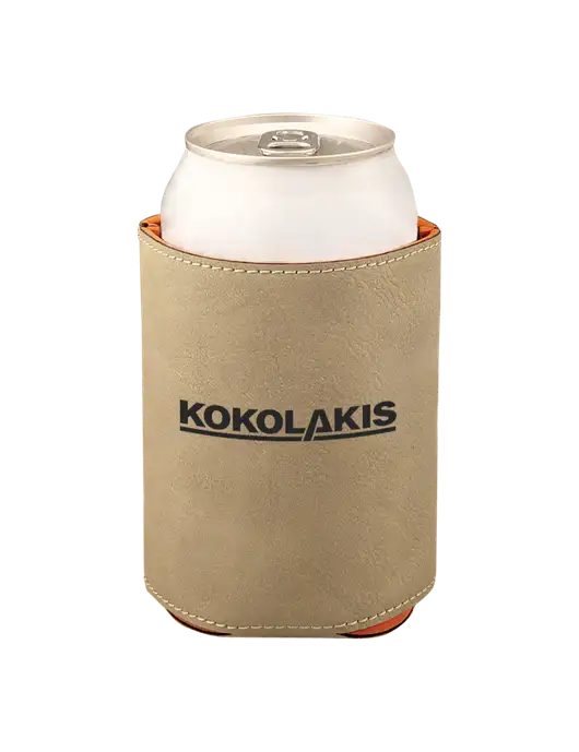 Tan Leatherette Beverage Holder w/Kokolakis Logo